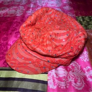 orange bling y2k hat